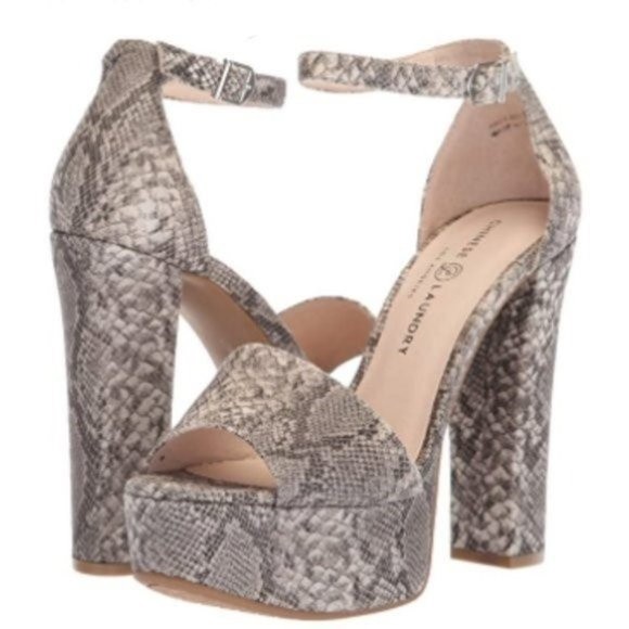 Chinese Laundry Women's Snakeskin Avenue 2 Platform Sandal Block Heels 8.5 NEW - Picture 1 of 16
